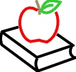 An image of an apple on a book