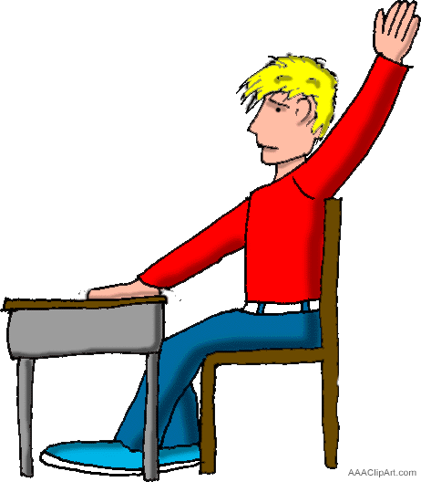 An image of a student raising his hand