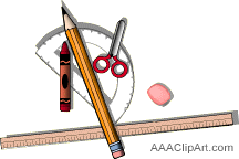 Supplies An image of a pencil, scissors, ruler, etc.